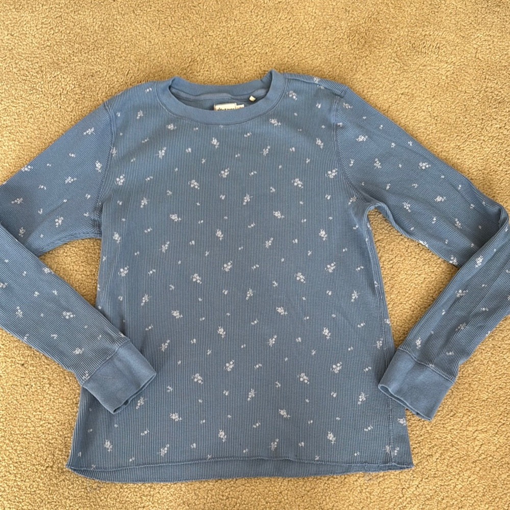 NWOT Alpine Design Blue Floral Long Sleeve Tee XL